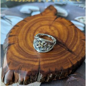 Ann King sterling silver 18k yellow gold flower twist Starlette ring